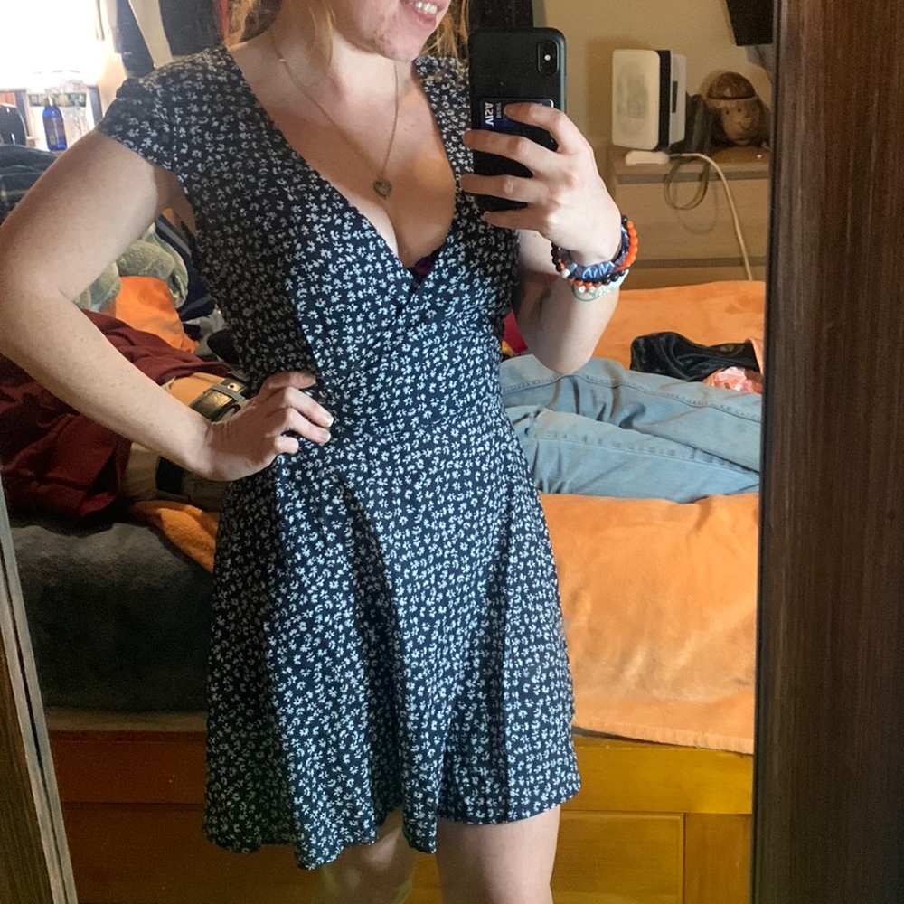 Blue and White Floral Skater Dress